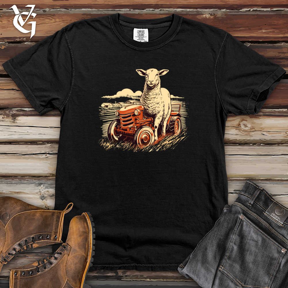 Retro Tractor Riding Sheep Heavy Cotton Comfort Colors Tee