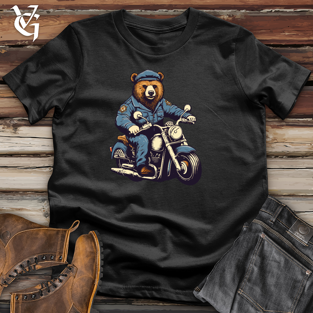 Bear on Motorcycle Patrol Duties Cotton Tee