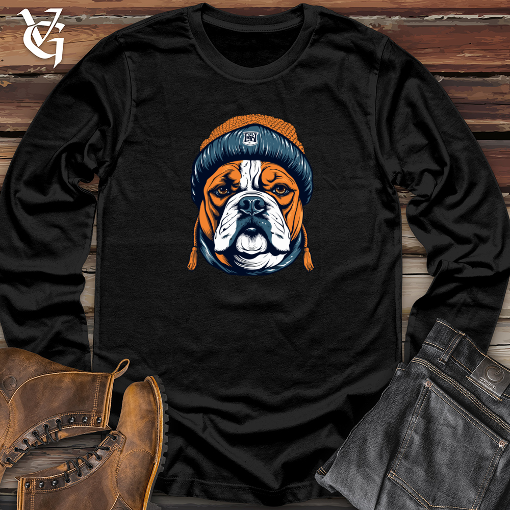 Vintage Beanie Wearing Bulldog Long Sleeve