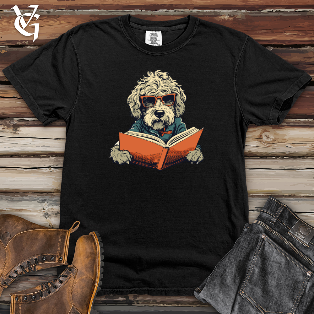 Bookworm Doodle Dog Read Heavy Cotton Comfort Colors Tee