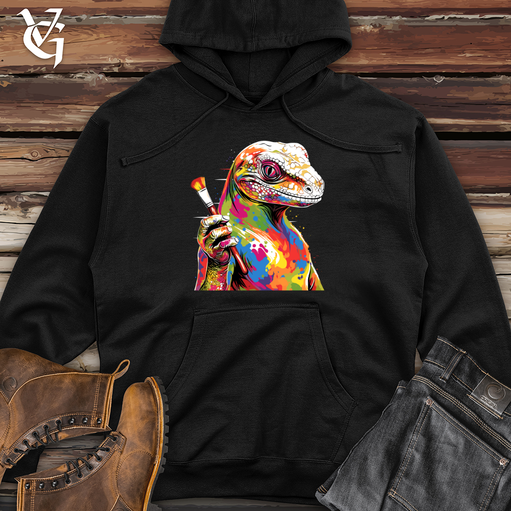 Colorful Brushstroke Lizard Midweight Hooded Sweatshirt