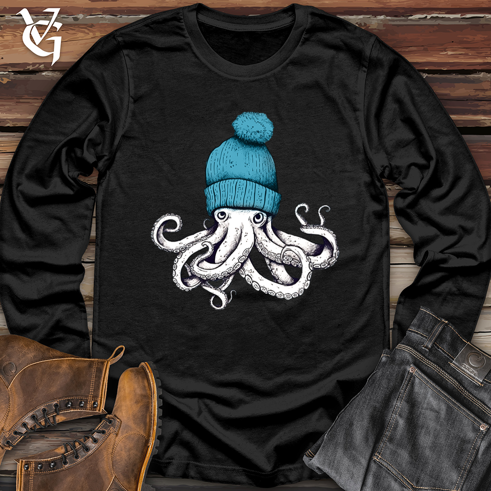 Octopus Wearing Beanie Softstyle Long Sleeve