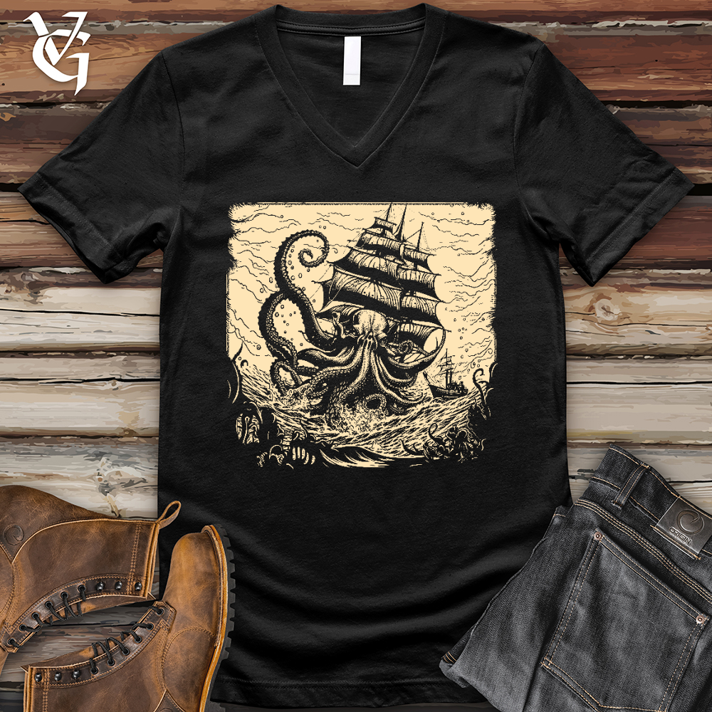 Kraken at Sea V- Neck Tee