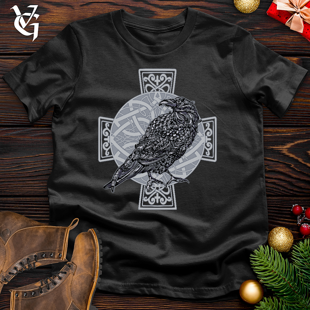 Celtic Cross Raven Cotton Tee