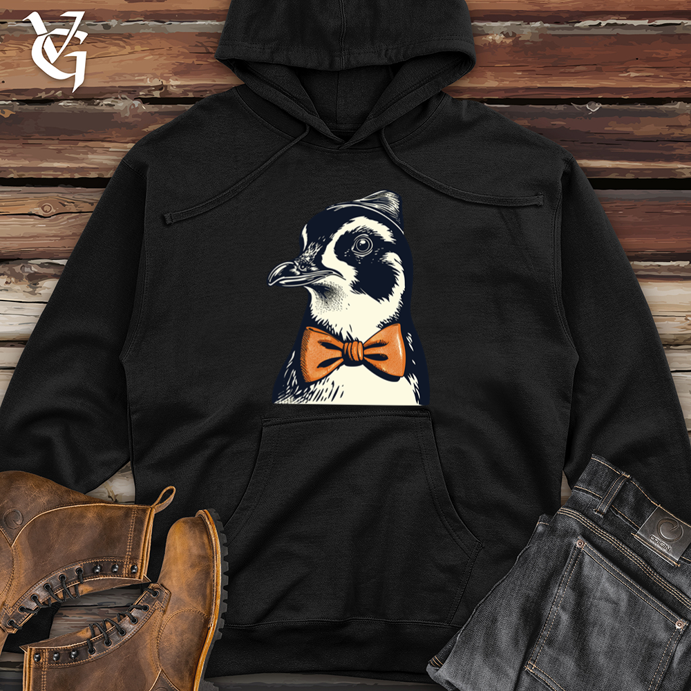 Retro Bow Tie Penguin Midweight Hooded Sweatshirt