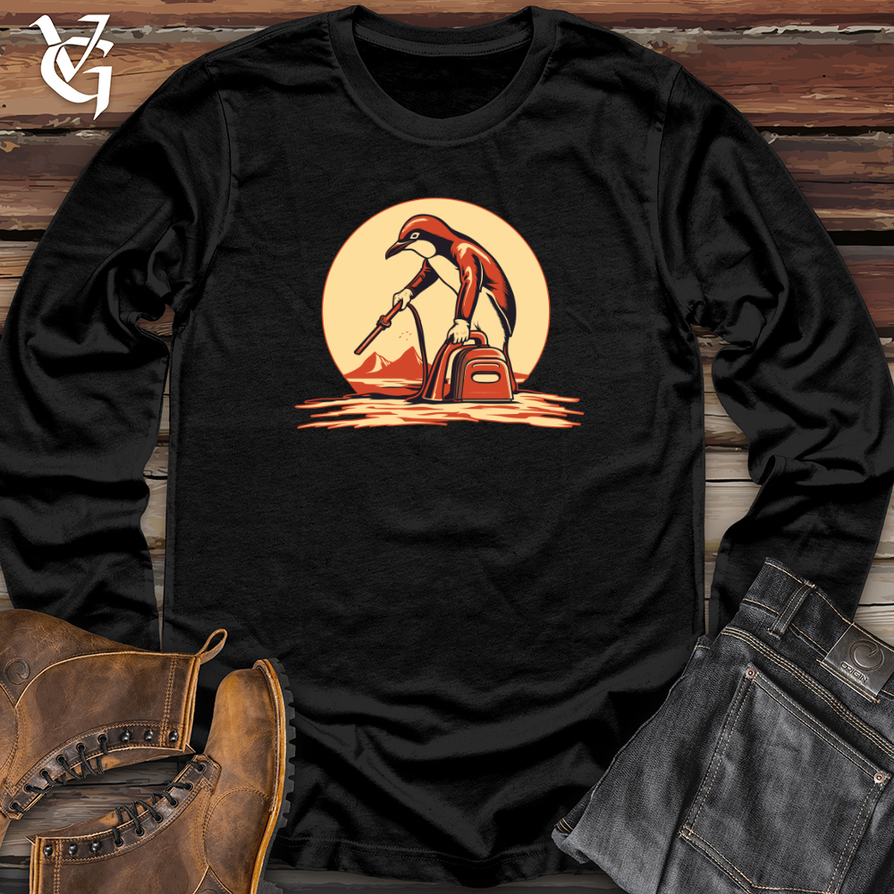 Retro Vacuuming Penguin Long Sleeve