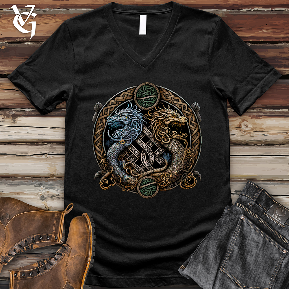 Two Dragons V- Neck Tee