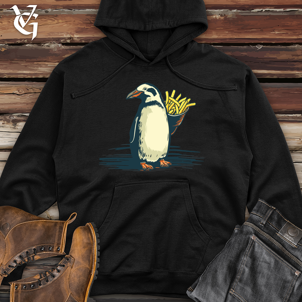 Vintage Fry Loving Penguin 01 Midweight Hooded Sweatshirt