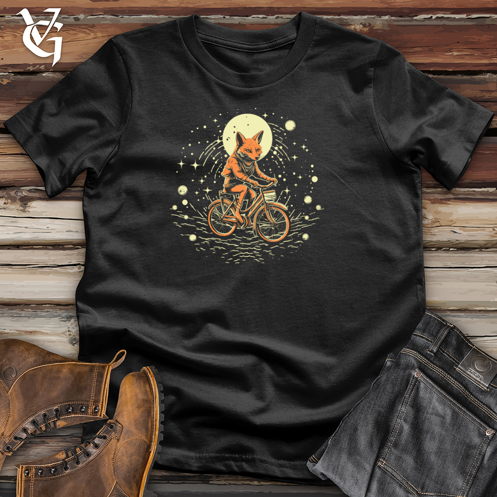 Retro Cosmic Bicycle Fox Cotton Tee