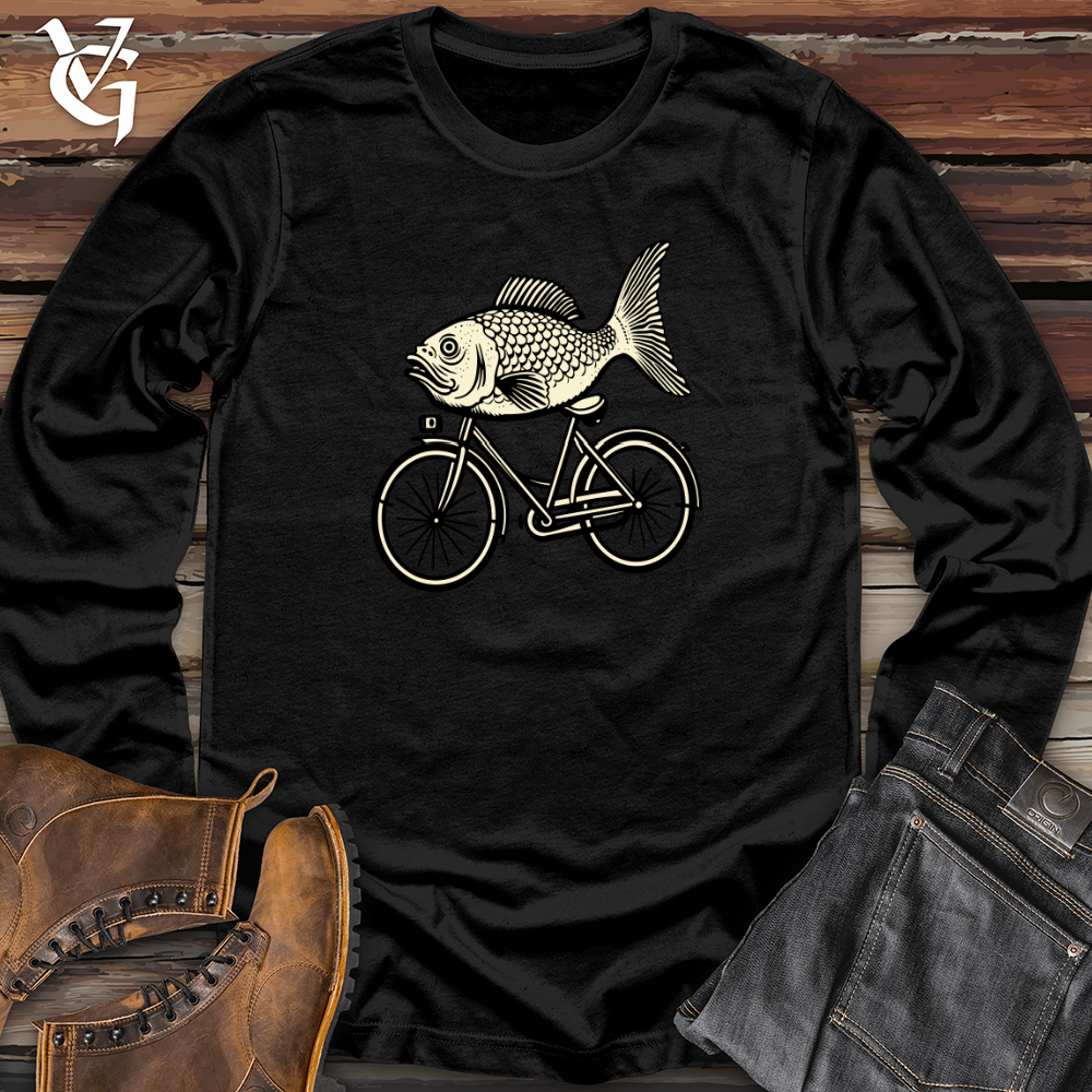 Retro Riding Fish Long Sleeve