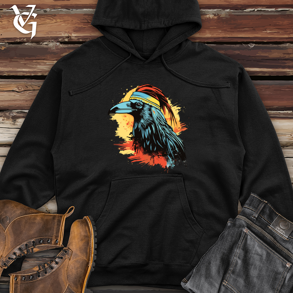 Retro Surfing Raven Midweight Hooded Sweatshirt