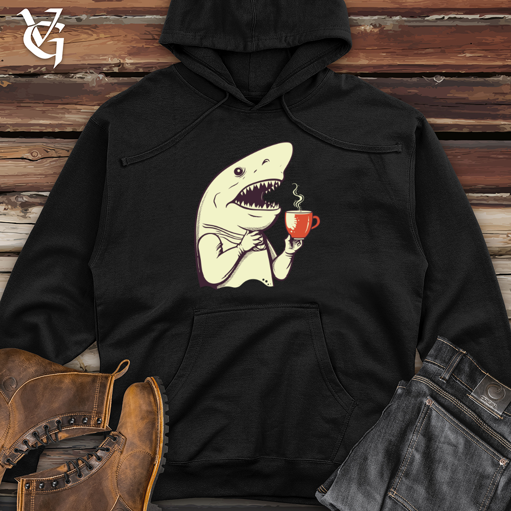 Caffeinated Shark Thoughts Midweight Hooded Sweatshirt