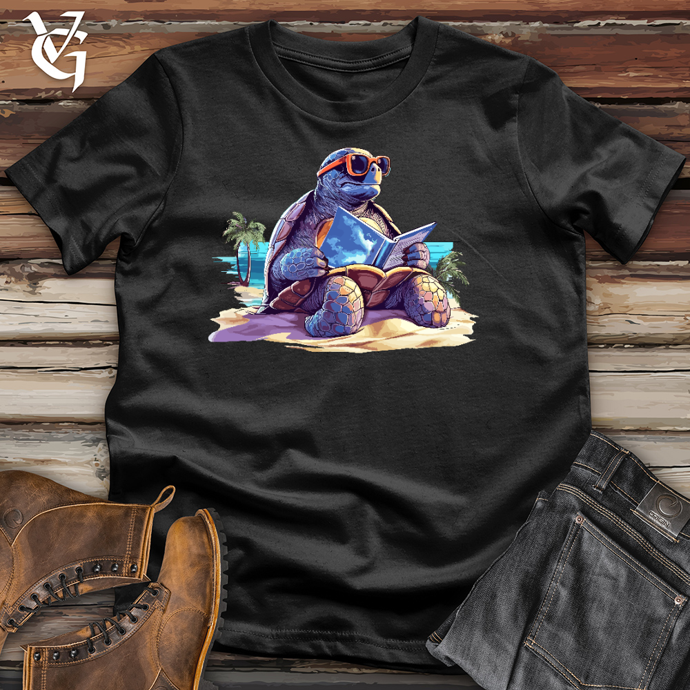Sea Turtle Reading a Book Cotton Tee