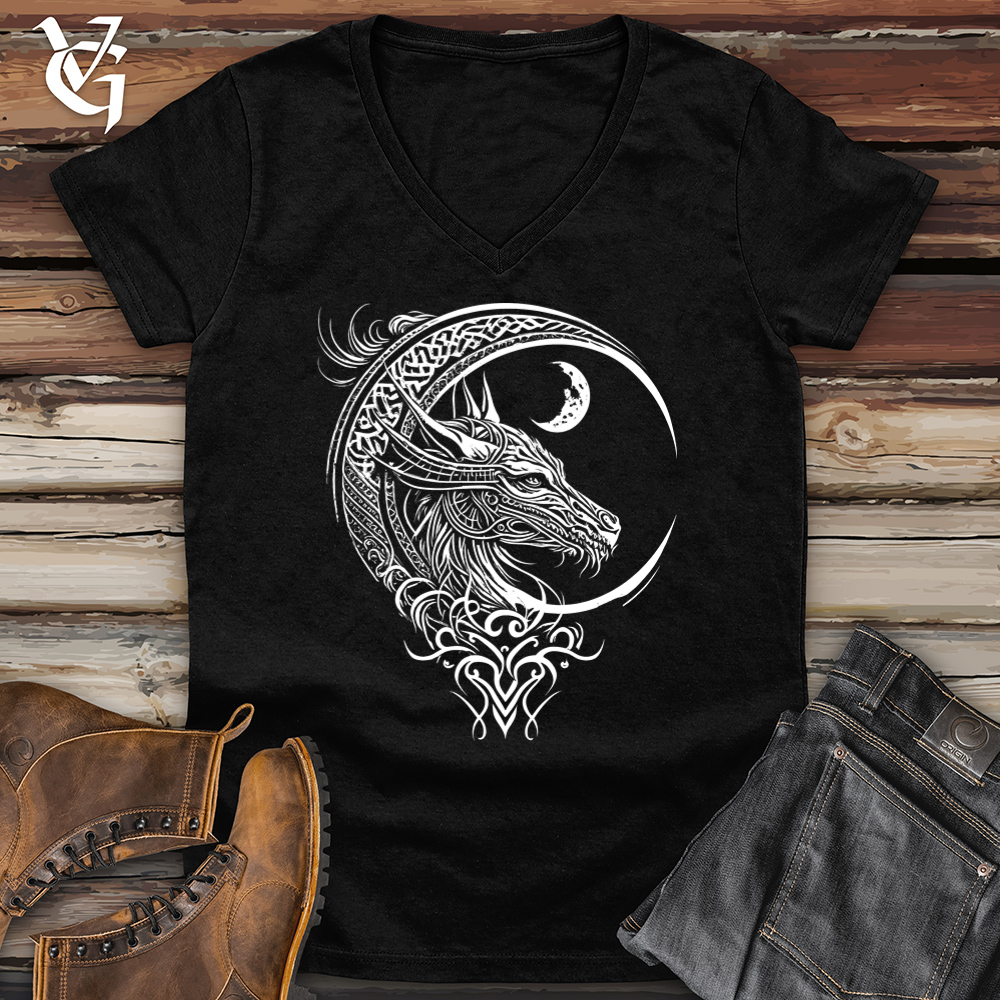 Celtic Dragon and Moon Softstyle V-Neck