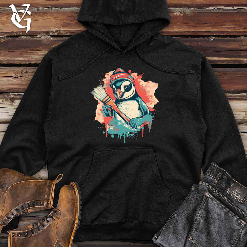 Retro Artistic Penguin 01 Midweight Hooded Sweatshirt