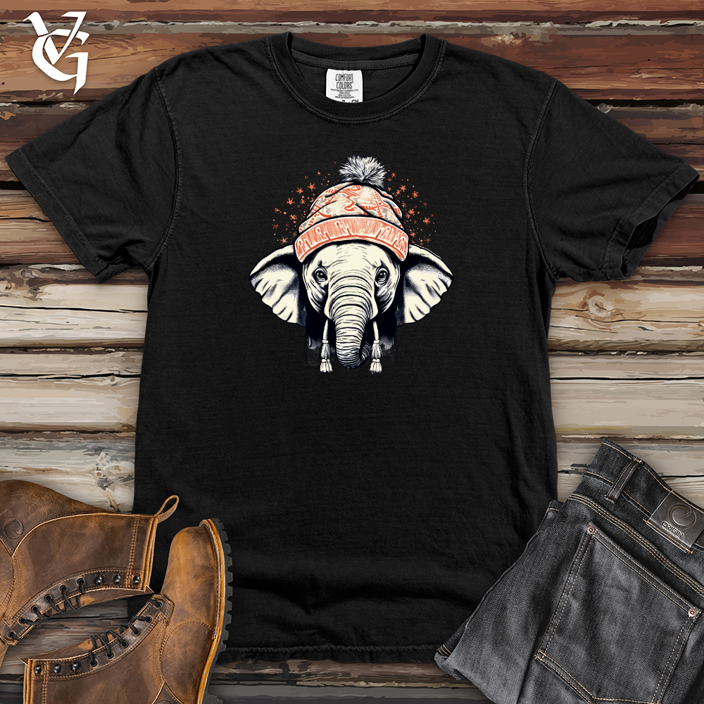 Vintage Pompom Snow Hat Elephant Heavy Cotton Comfort Colors Tee