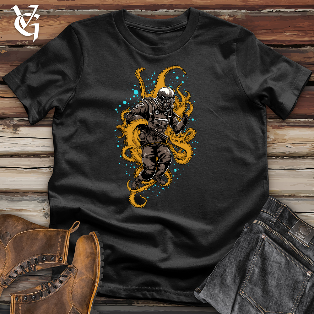 Octopus Wrestling Scuba Diver Cotton Tee