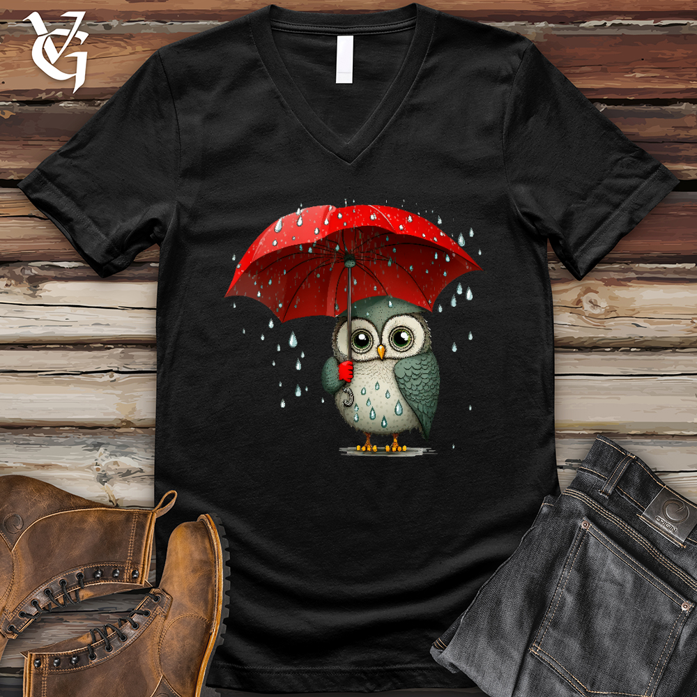 Owl in the Rain V- Neck Tee