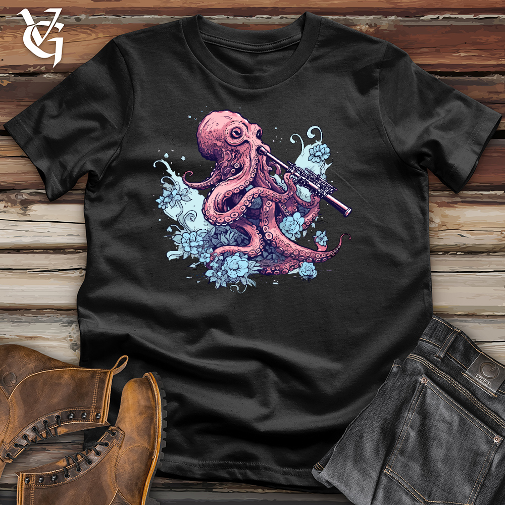 Octopus Playing The Flute Cotton Tee