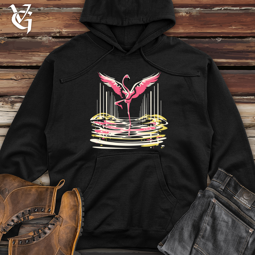 Flamingo Dance Ripples Midweight Hooded Sweatshirt