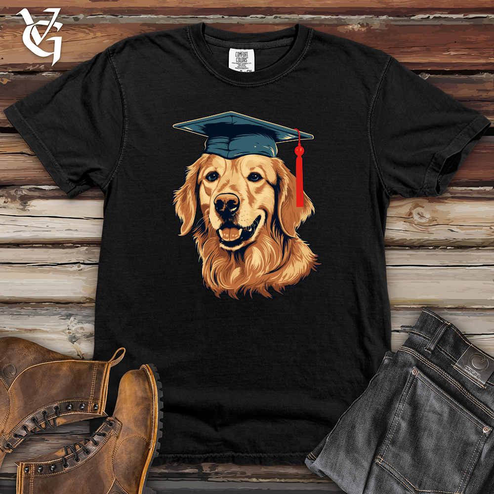 Graduation Celebration Golden Retriever Heavy Cotton Comfort Colors Tee