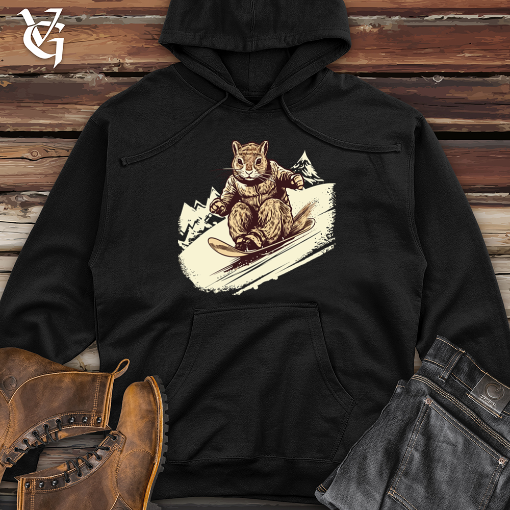 Vintage Sledding Squirrel Midweight Hooded Sweatshirt
