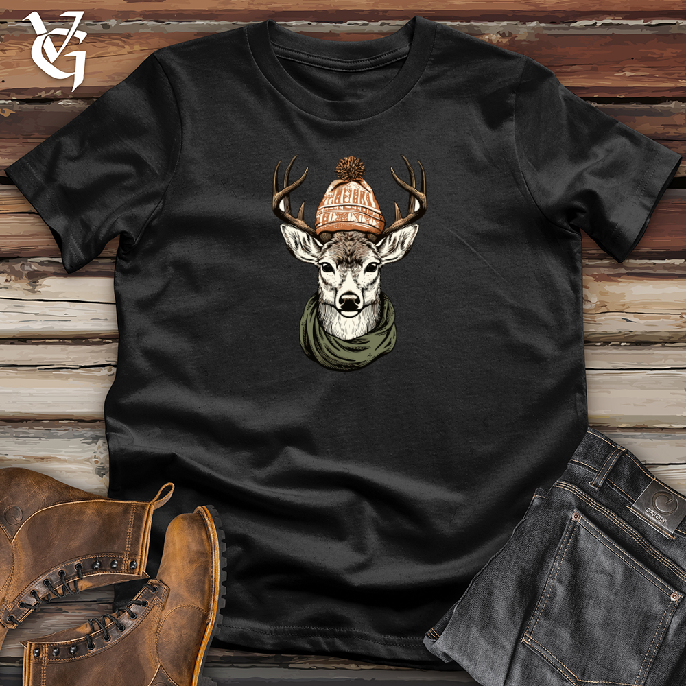 Retro Beanie Wearing Deer Softstyle Tee