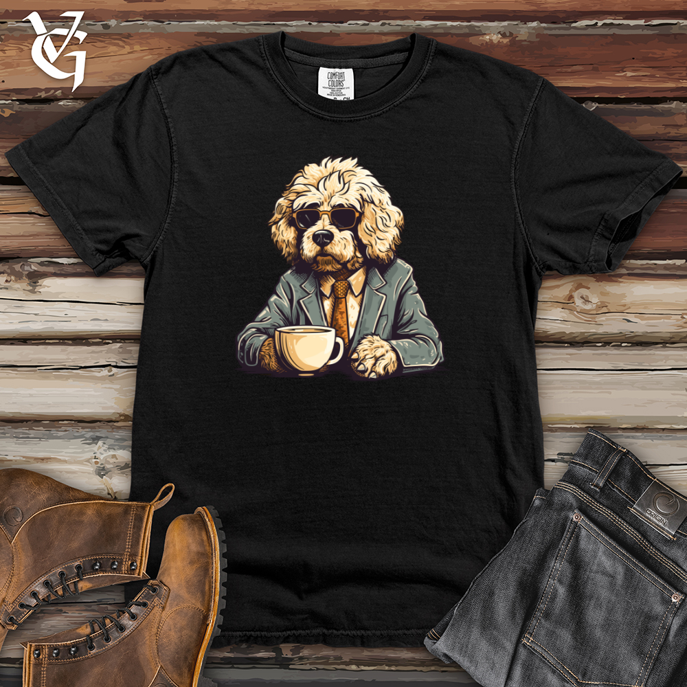 Coffee Enjoying Doodle Canine Heavy Cotton Comfort Colors Tee