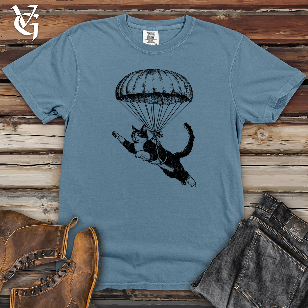 Cat Fly with Parachute Heavy Cotton Comfort Colors Tee
