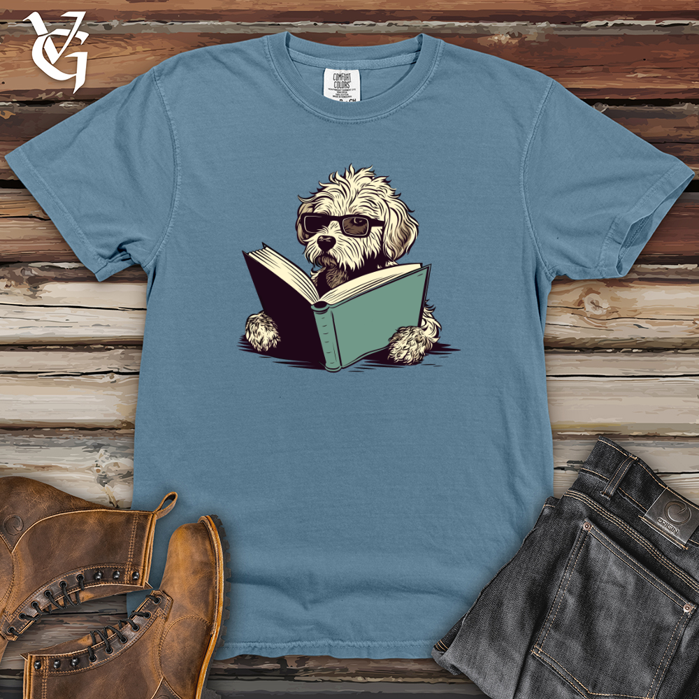 Book Lover Doodle Pooch Heavy Cotton Comfort Colors Tee