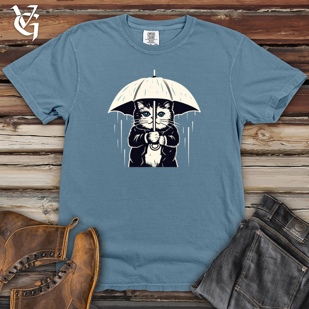 Cat Whiskered Weather Umbrella Purr Tection Heavy Cotton Comfort Colors Tee