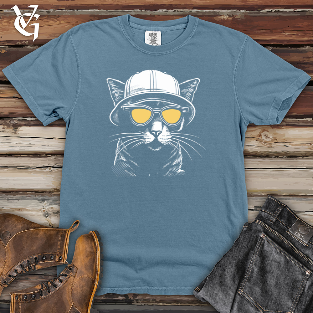 Retro Cap & Shades Cat Heavy Cotton Comfort Colors Tee