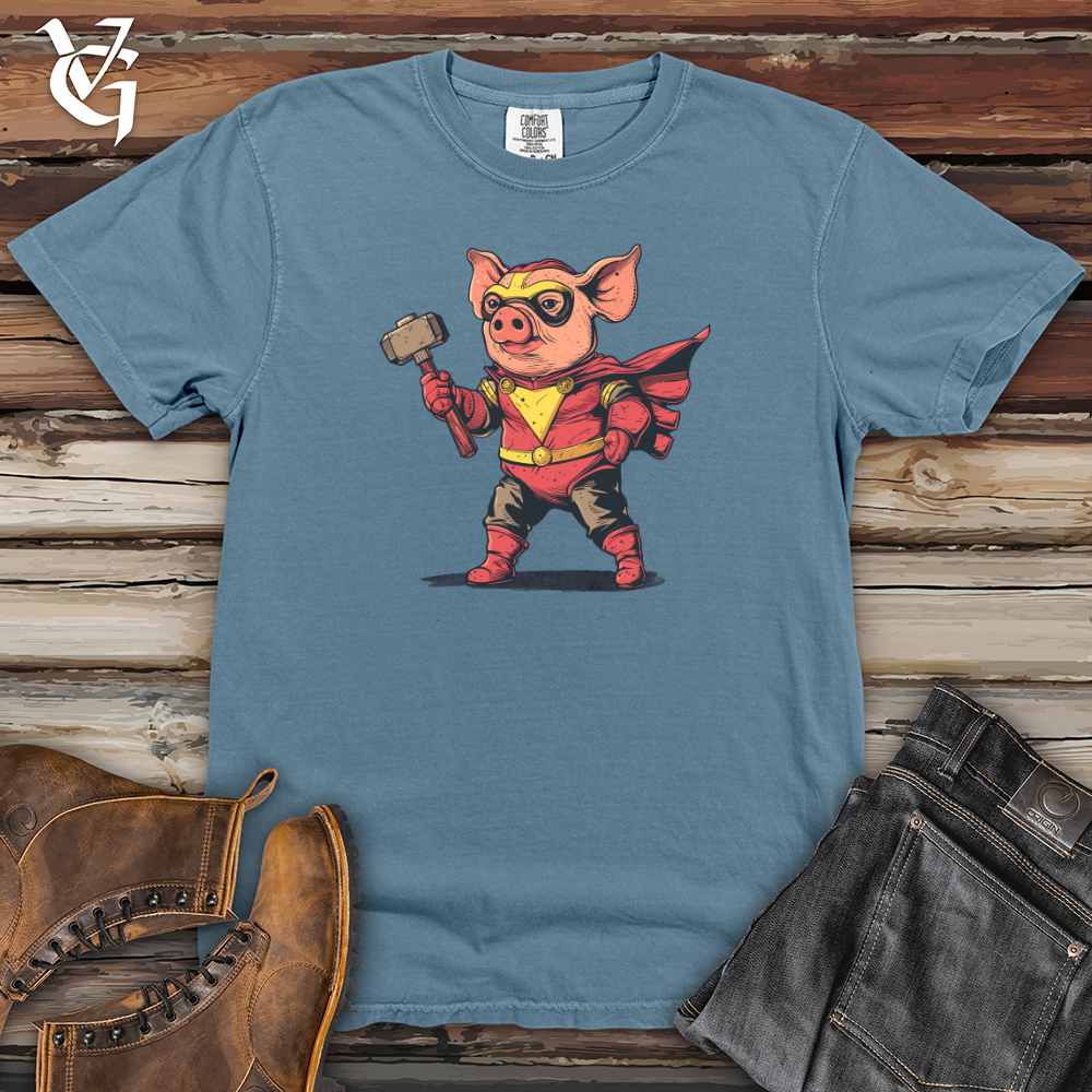 Pig Superhero Hammer Heavy Cotton Comfort Colors Tee