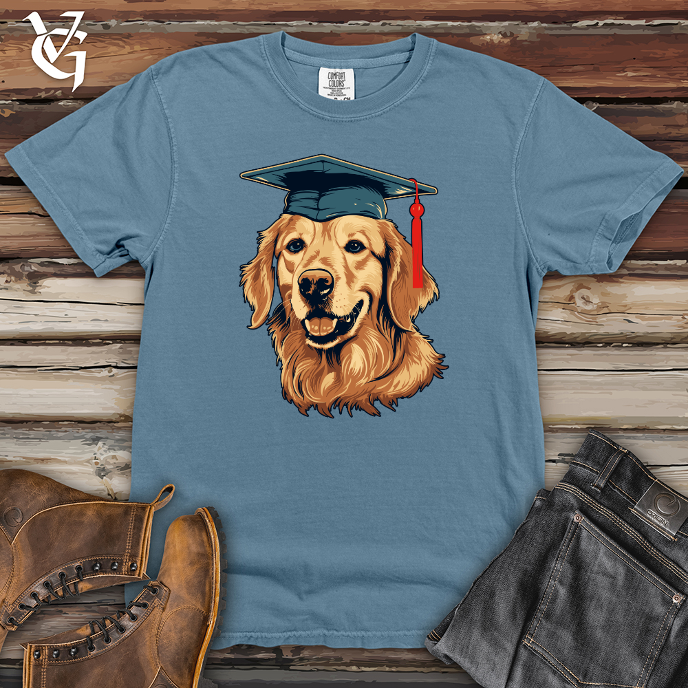 Graduation Celebration Golden Retriever Heavy Cotton Comfort Colors Tee
