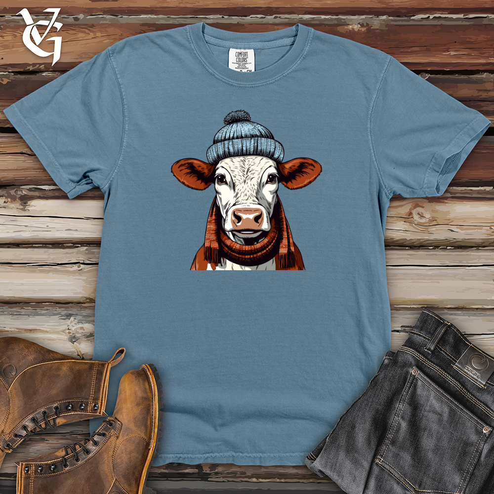 Cable Knit Cap Cow Heavy Cotton Comfort Colors Tee