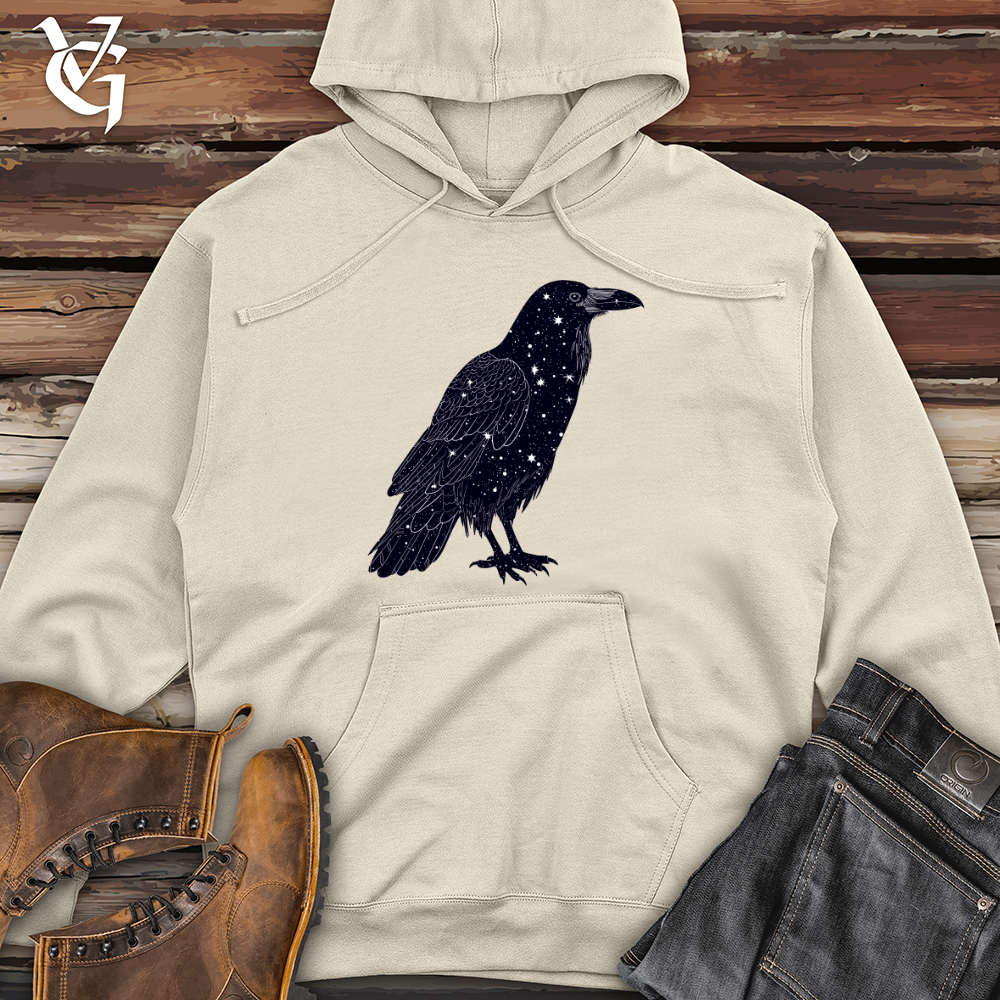 Celestial Raven Silhouette Midweight Hooded Sweatshirt