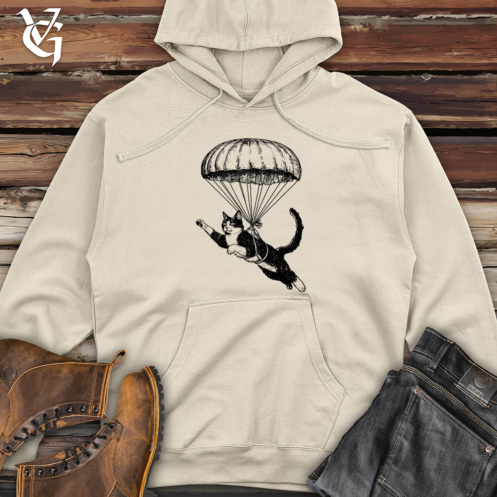 Cat Fly with Parachute Midweight Hooded Sweatshirt