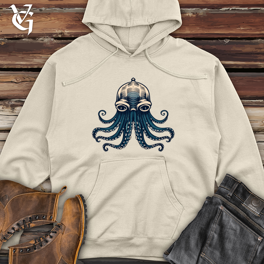 Retro Aqua Tentacles Midweight Hooded Sweatshirt