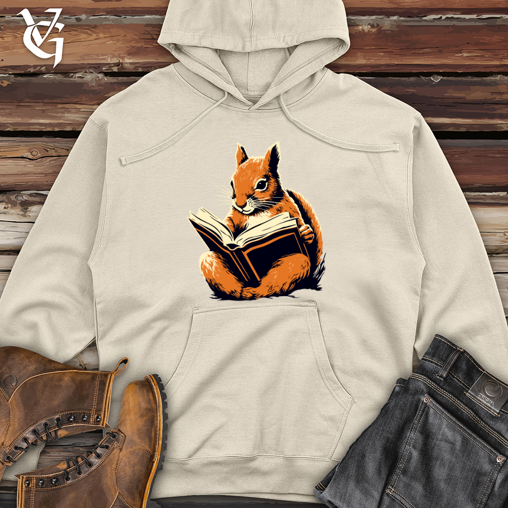 Bookworm Squirrel Midweight Hooded Sweatshirt