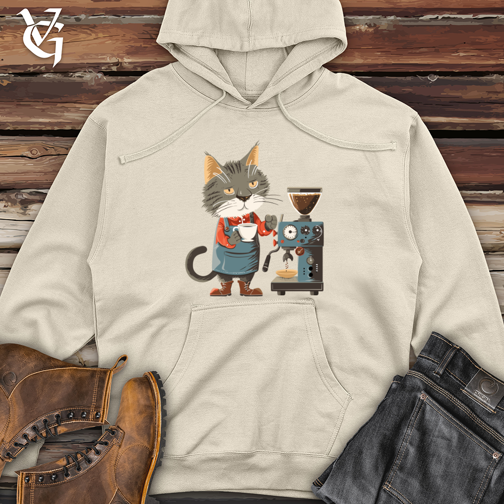 Cat Barista Brew Midweight Hooded Sweatshirt