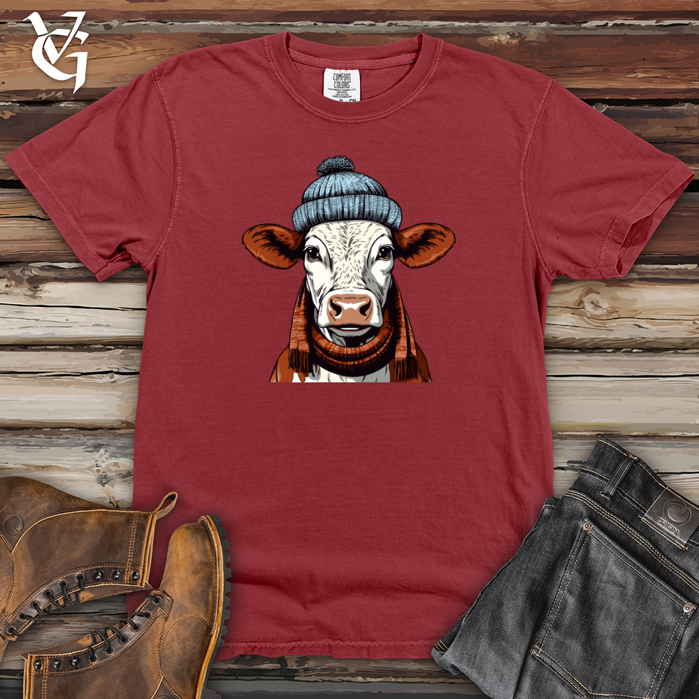 Cable Knit Cap Cow Heavy Cotton Comfort Colors Tee