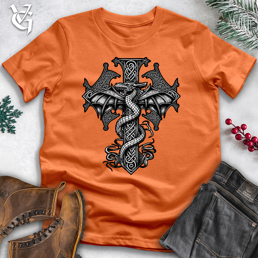 Celtic Dragon Cross Cotton Tee