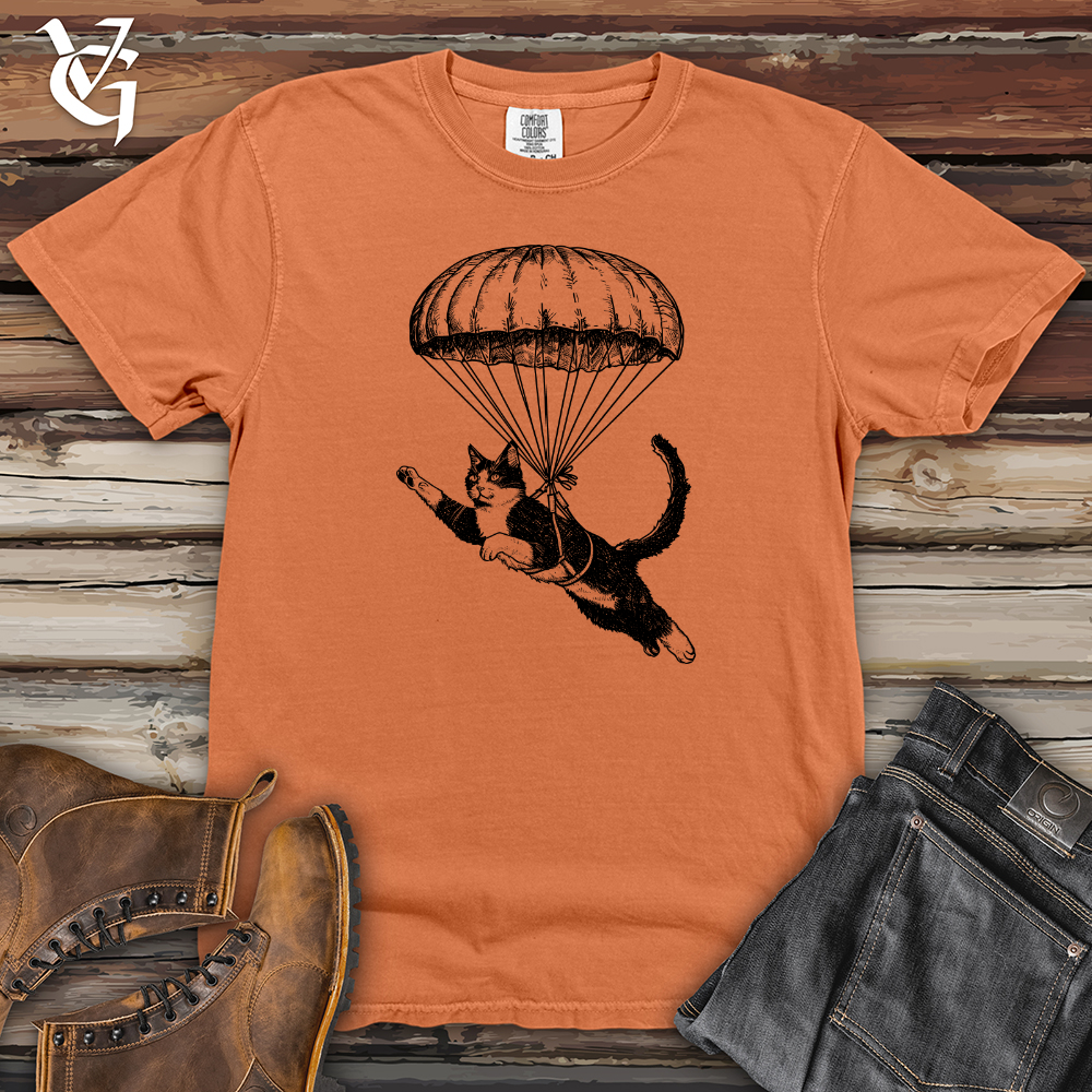 Cat Fly with Parachute Heavy Cotton Comfort Colors Tee