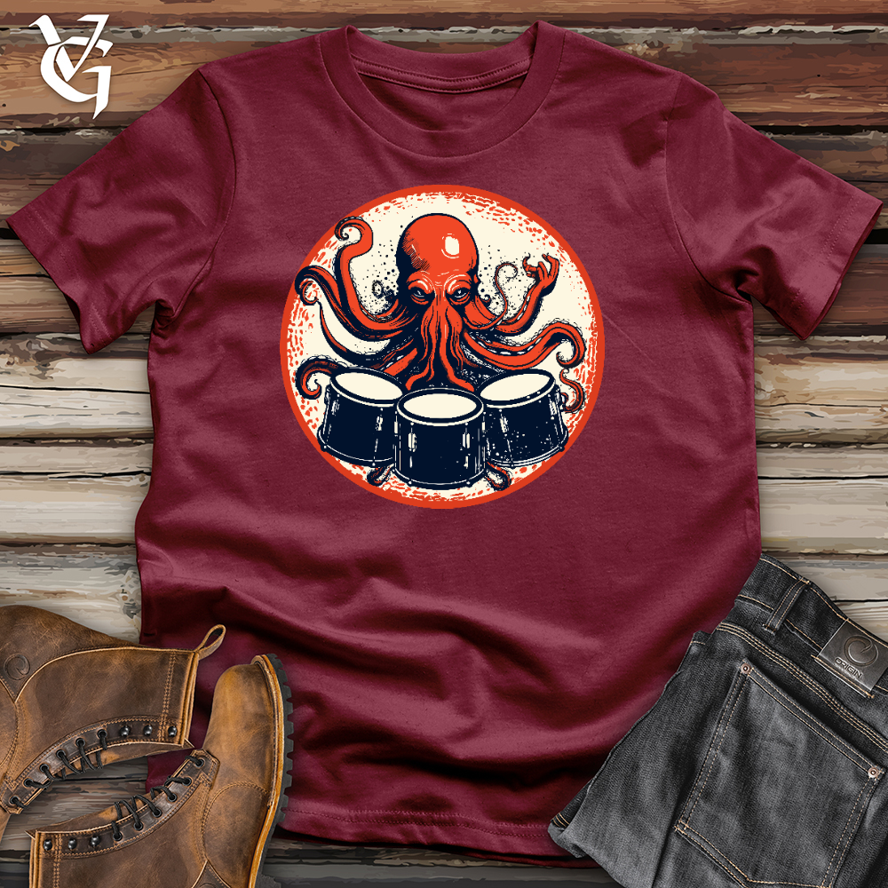 Octopus Playing Drums Cotton Tee