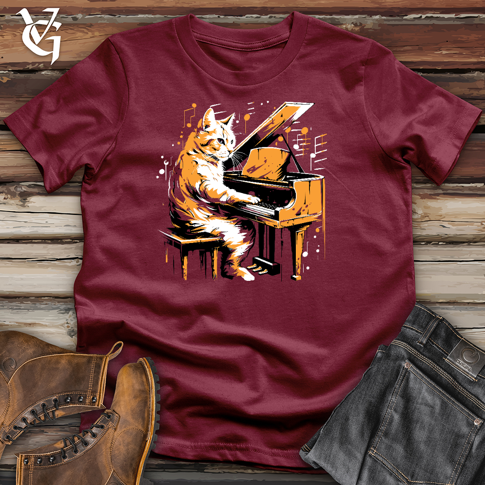Cat Playing Music Cotton Tee