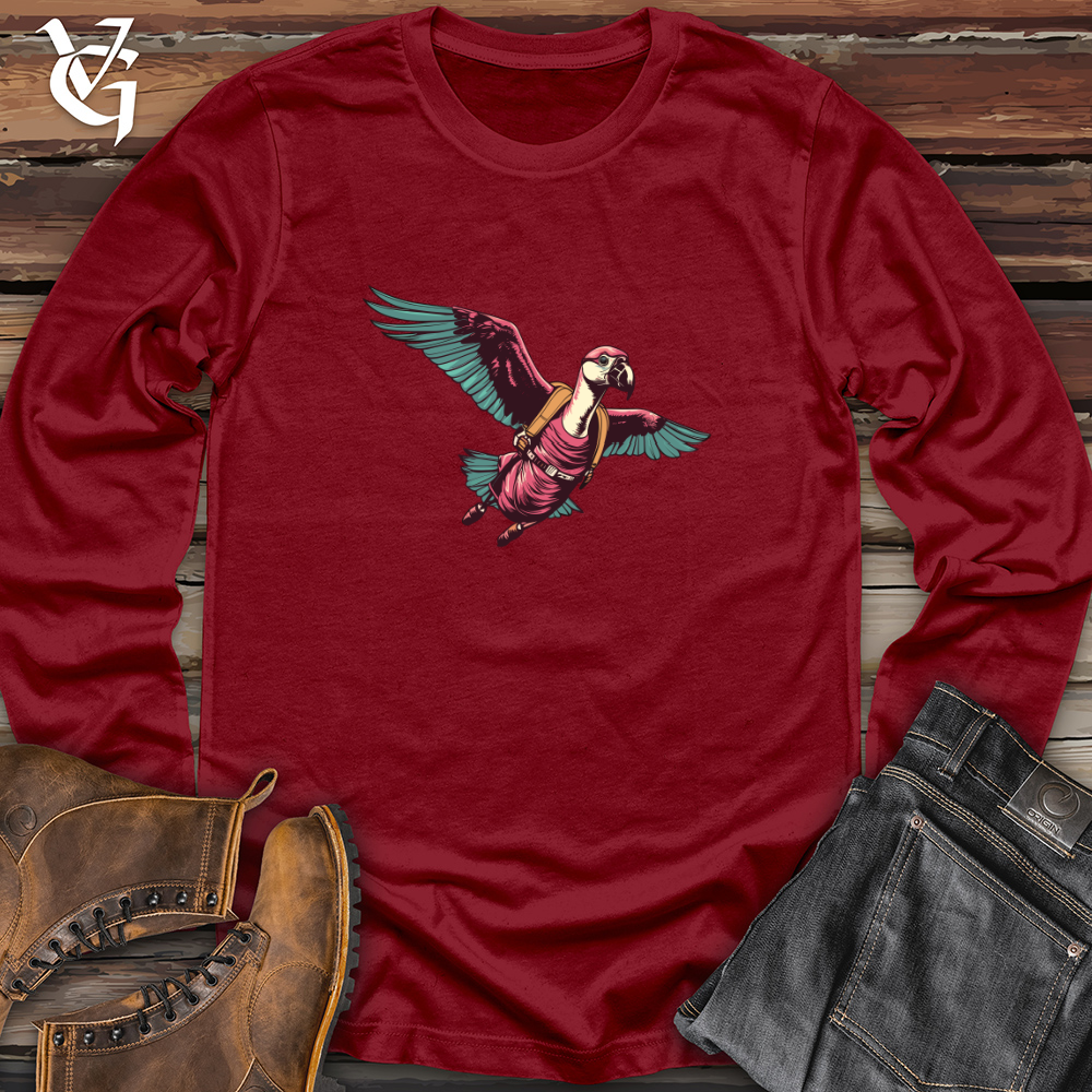 Retro Soaring Flamingo 01 Long Sleeve