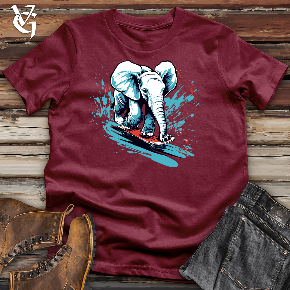 Elephant Skateboarding Cotton Tee