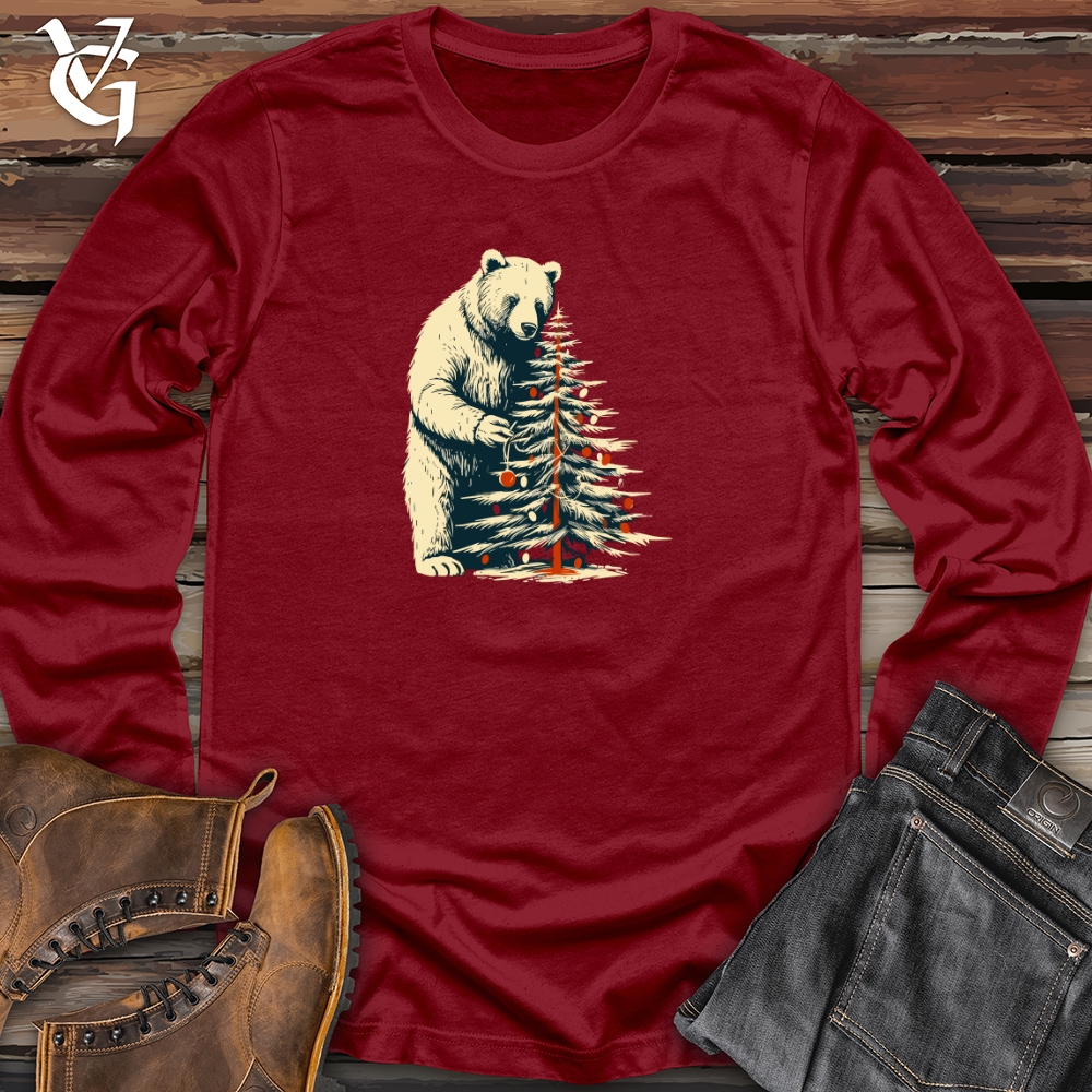 Retro Tree Trimming Bear Long Sleeve