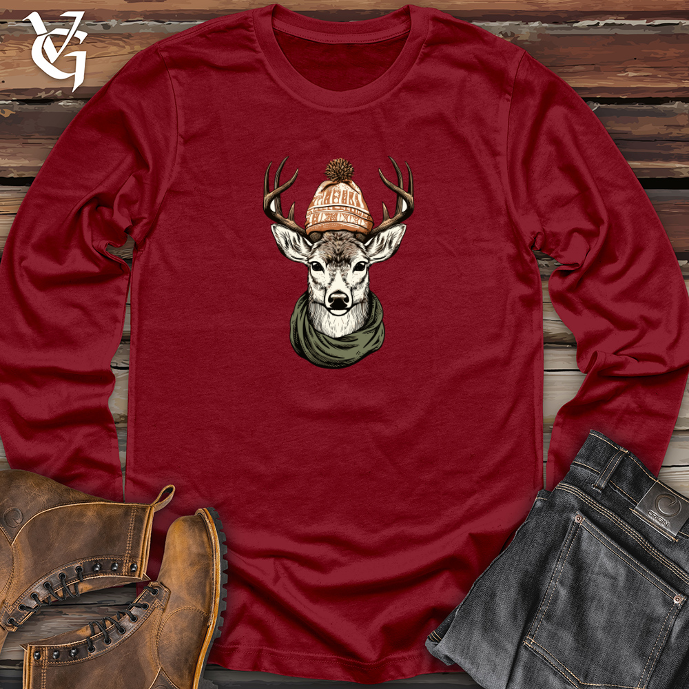 Retro Beanie Wearing Deer Long Sleeve