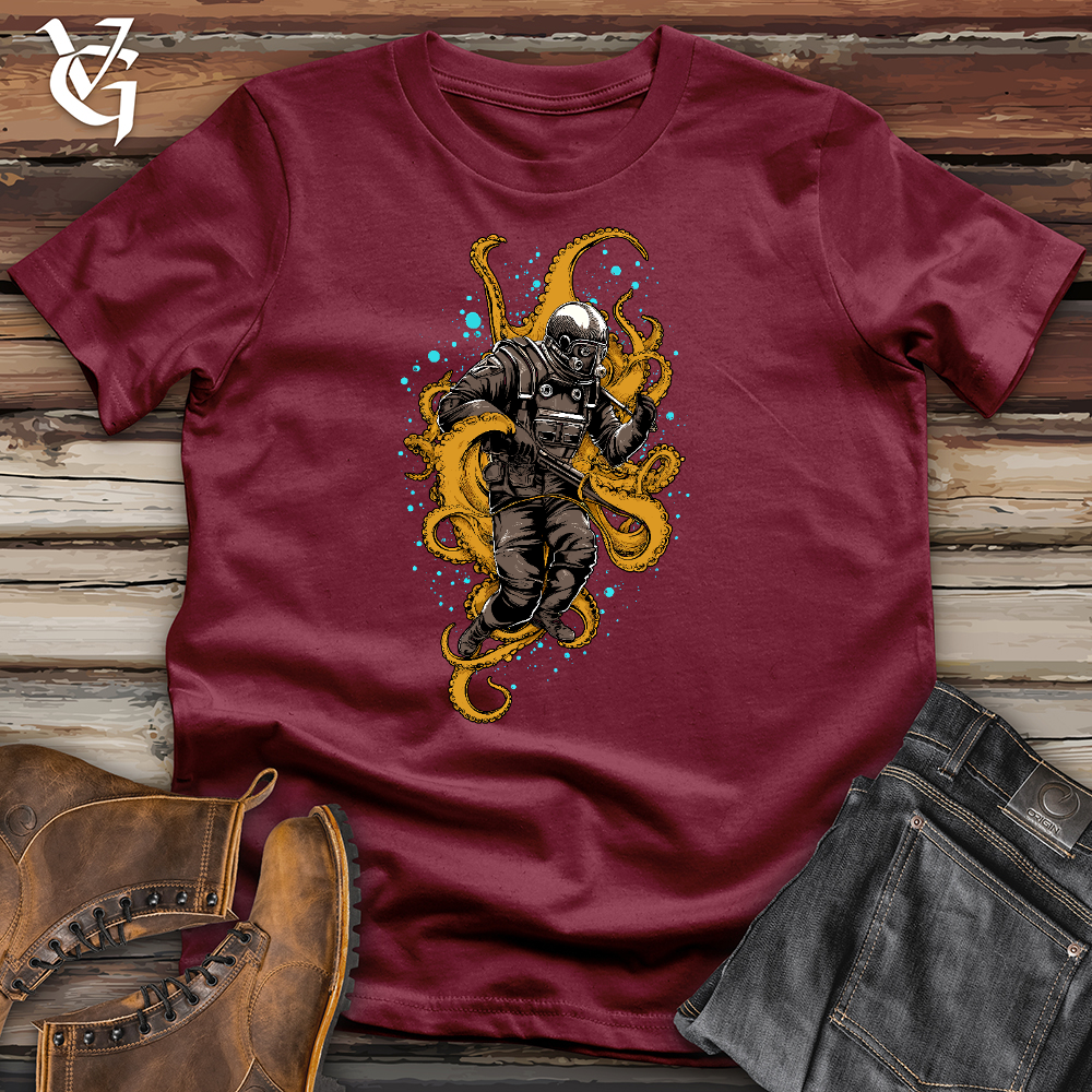 Octopus Wrestling Scuba Diver Cotton Tee